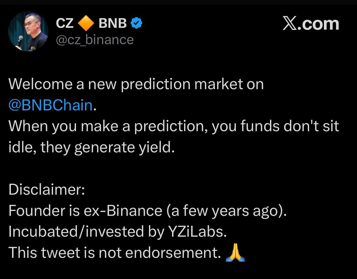 Чанпэн Чжао представляет новый сервис Predict.fun