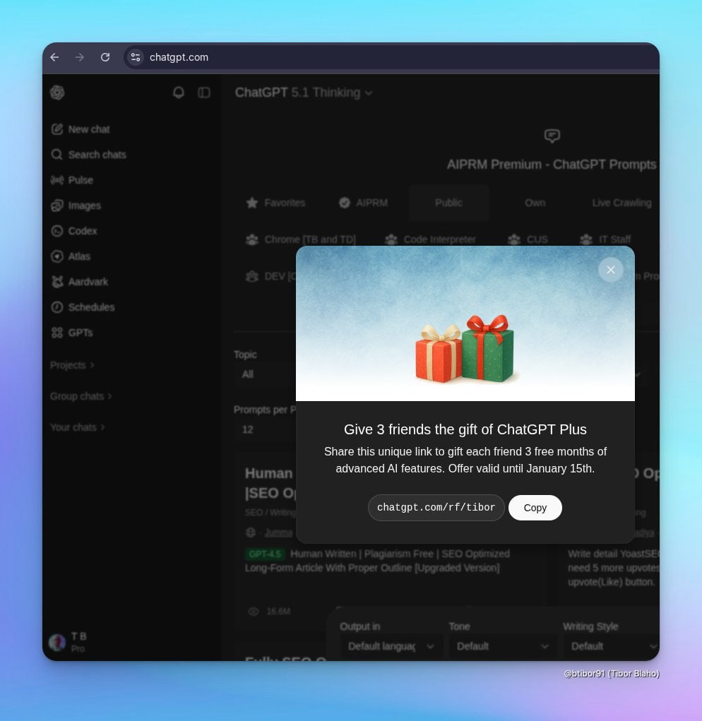 OpenAI запускает акцию для пользователей ChatGPT Plus