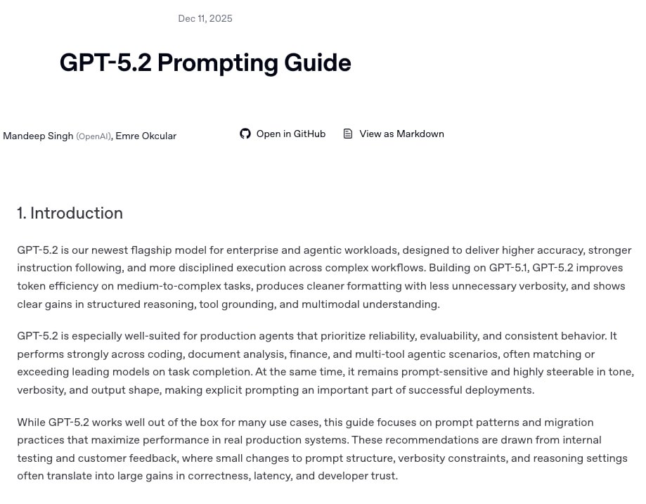 Оптимизация работы с GPT-5.2: официальный гайд от OpenAI